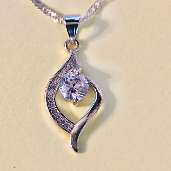 16" Gorgeous .75CT 5A CZ Platinum Plated S925 Sterling Silver Necklace - Picture 8 of 9